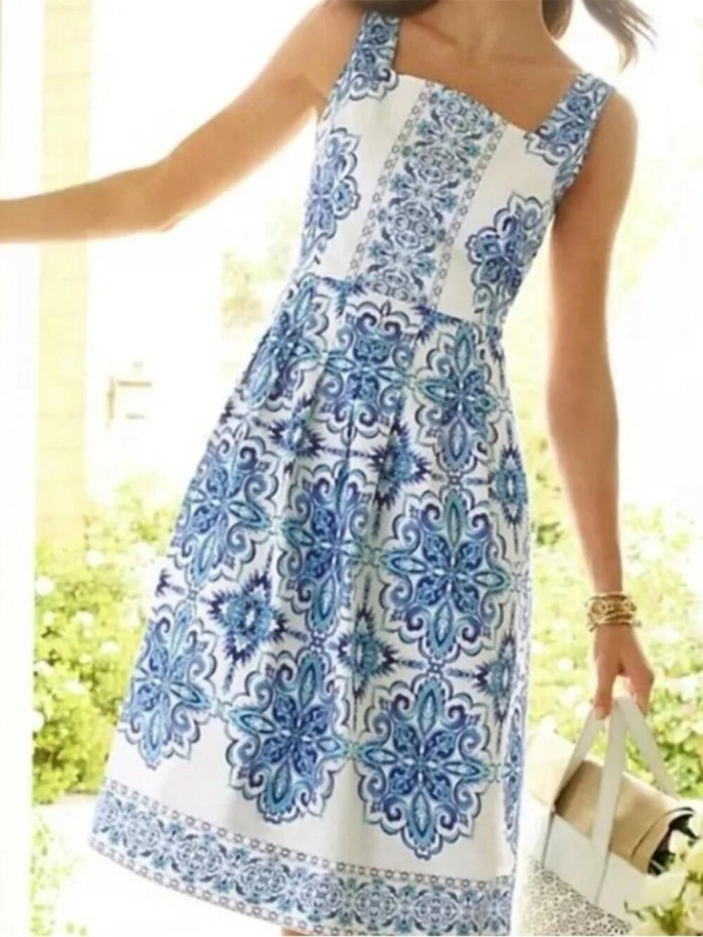 *Talbots Sleeveless Dress 12 w/Pockets Fit and Flare Cottagecore Coastal Wedding